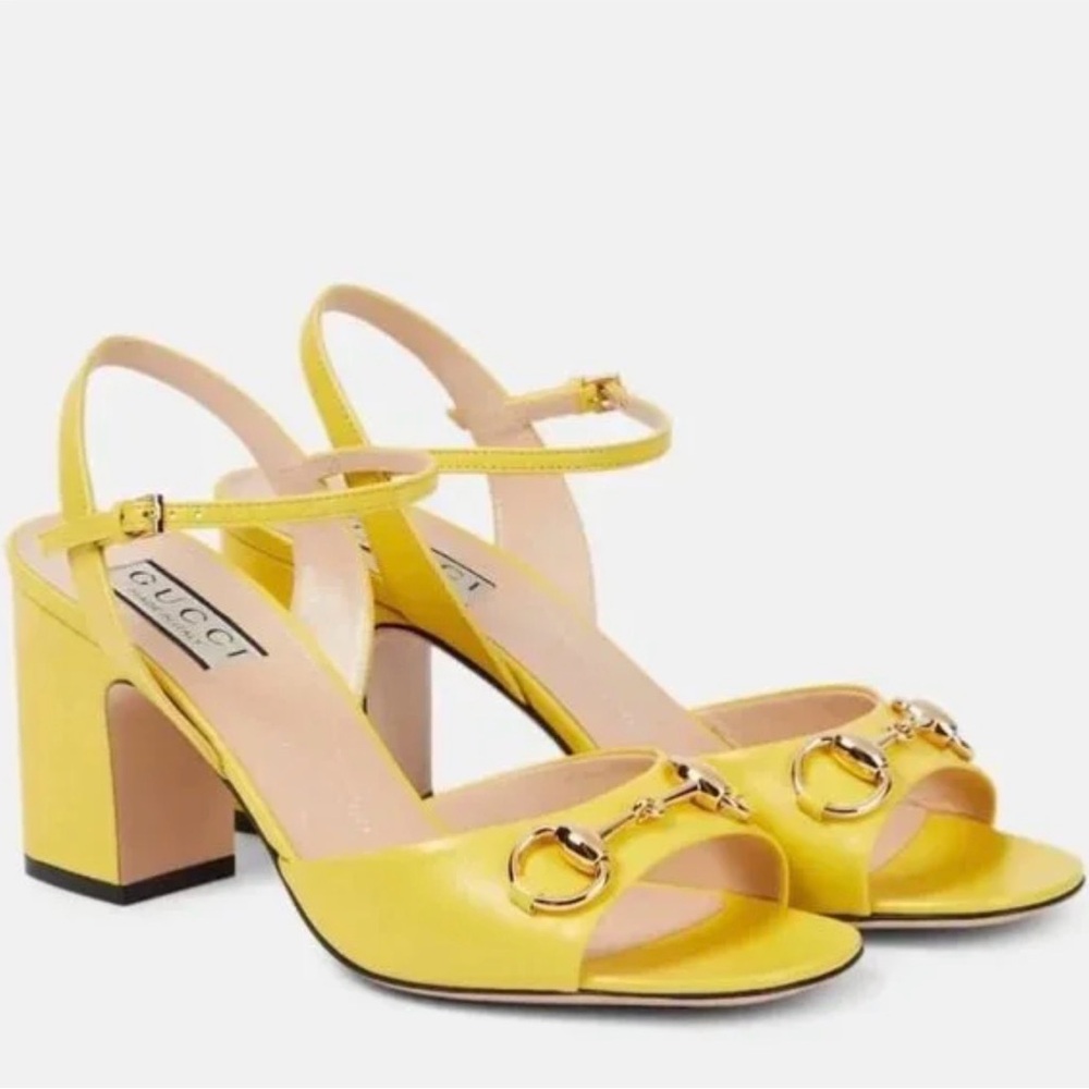 NWT Gucci Yellow Block Heel Sandals US 8 EU 38